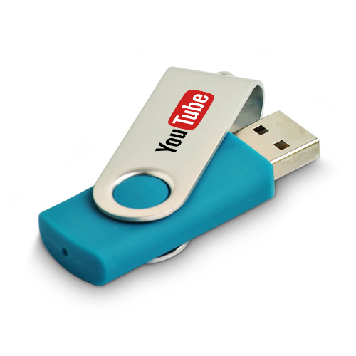 Light Blue Swive usb drivce with your customized logo