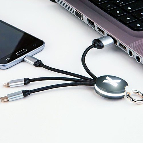 personalised 4 in 1 light up charging cable