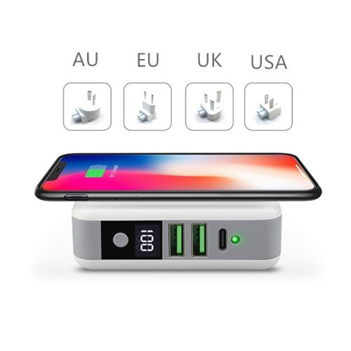 3 in 1 power bank travel adapter wireless charger