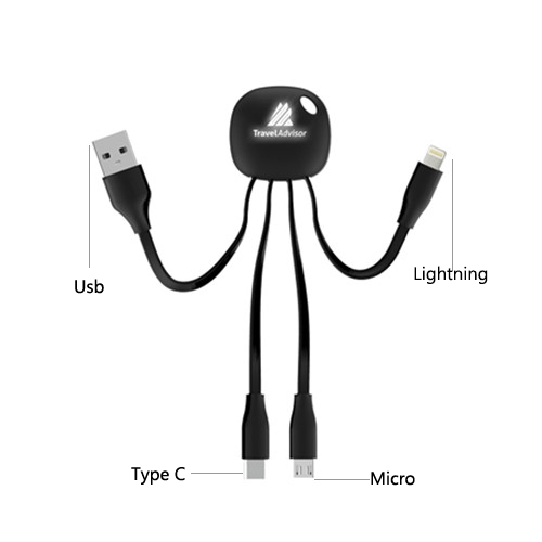 branded 3 in 1 light up charging cable