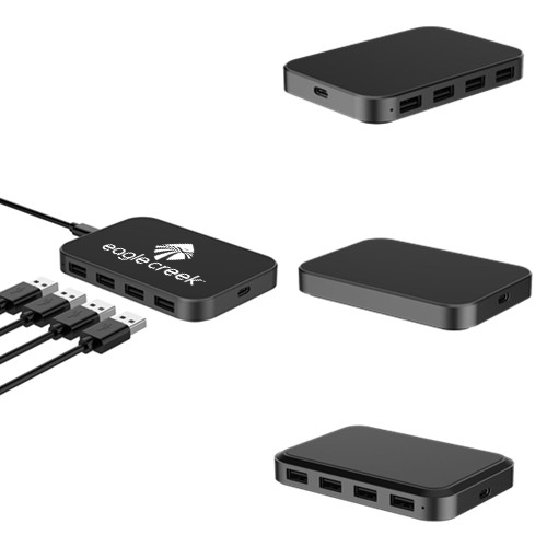 personalised 4 port usb hub wireless charging pad