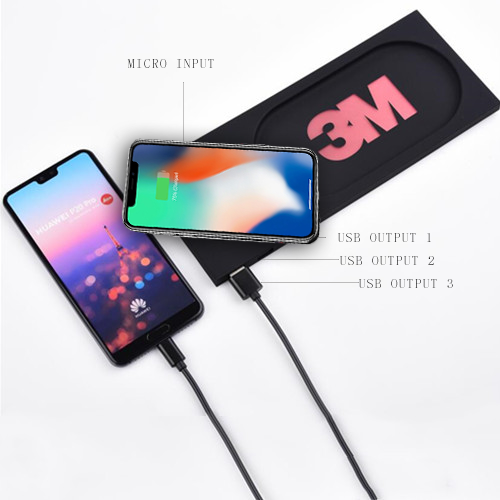 Customized wireless charger With 3 usb hub