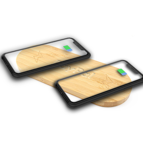 Promotional two coil wood wireless charger